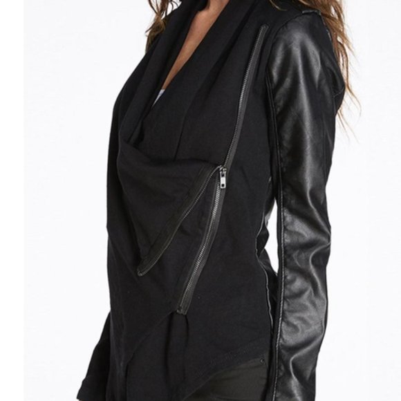 Vegan Leather Blank NYC DRAPED LEATHER JACKET - Picture 1 of 10